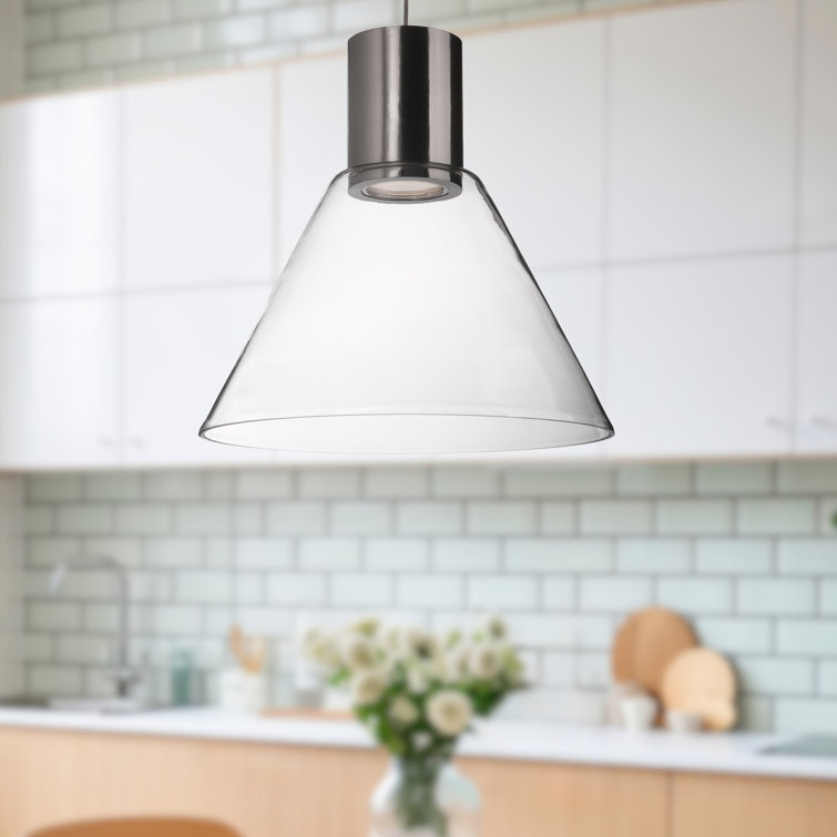 Vanier Refined Brushed Nickel LED Pendant with Clear Glass