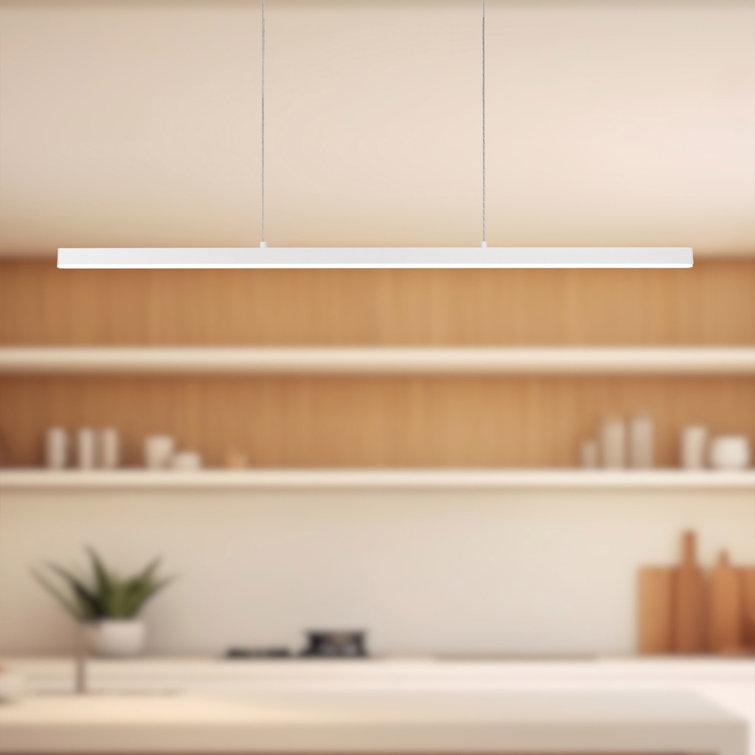 Vega Slim 56" LED Linear Pendant in White and Brushed Nickel