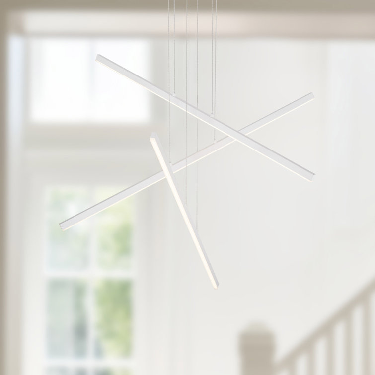 White Glass LED Linear Pendant Light