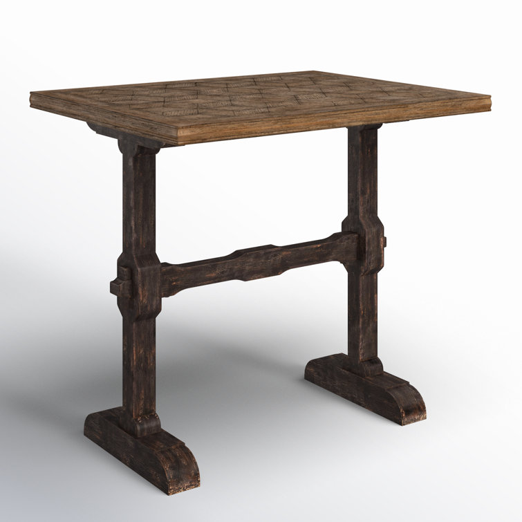 Rustic Black Oak Veneer Trestle End Table