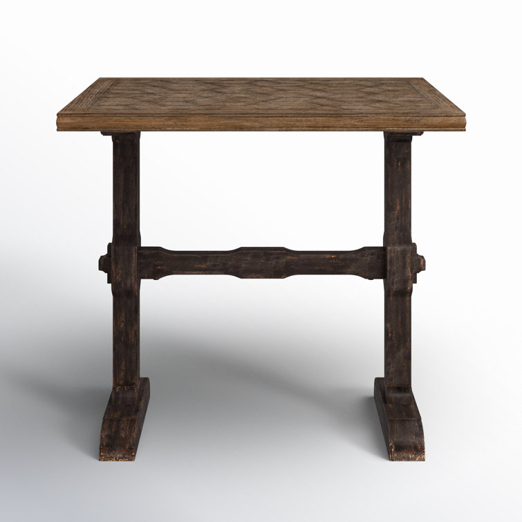 Rustic Black Oak Veneer Trestle End Table