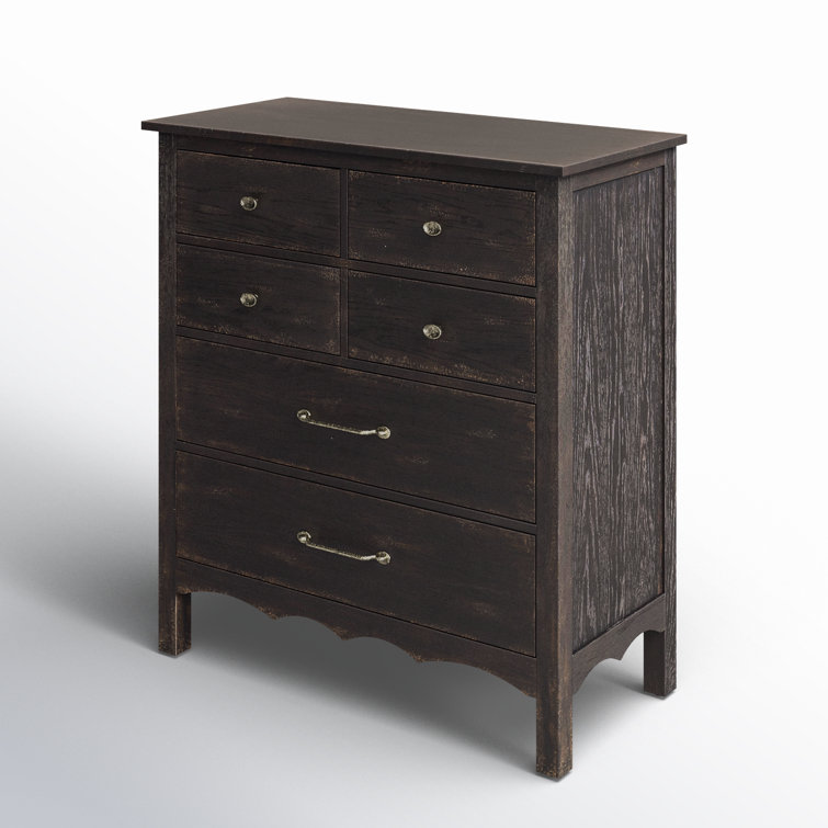 Rustic Black and Brown Oak 6-Drawer Dresser