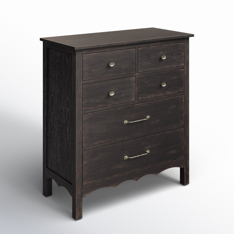 Rustic Black and Brown Oak 6-Drawer Dresser