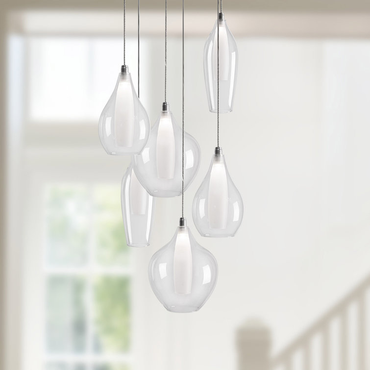 Elegant Chrome LED Cluster Pendant with Frosted Glass Accents