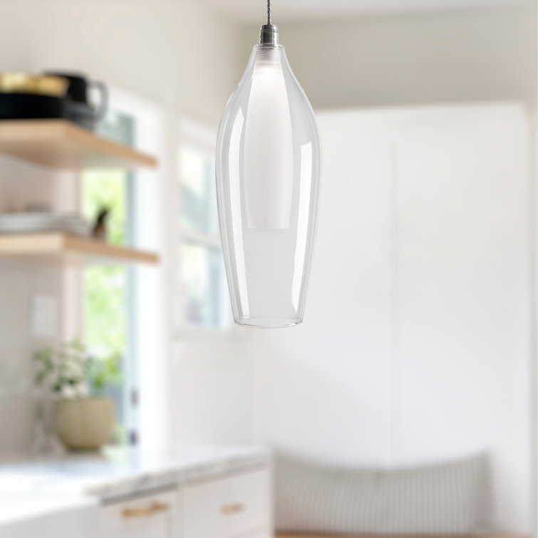 Chrome LED Single Pendant with Clear and Frosted Glass