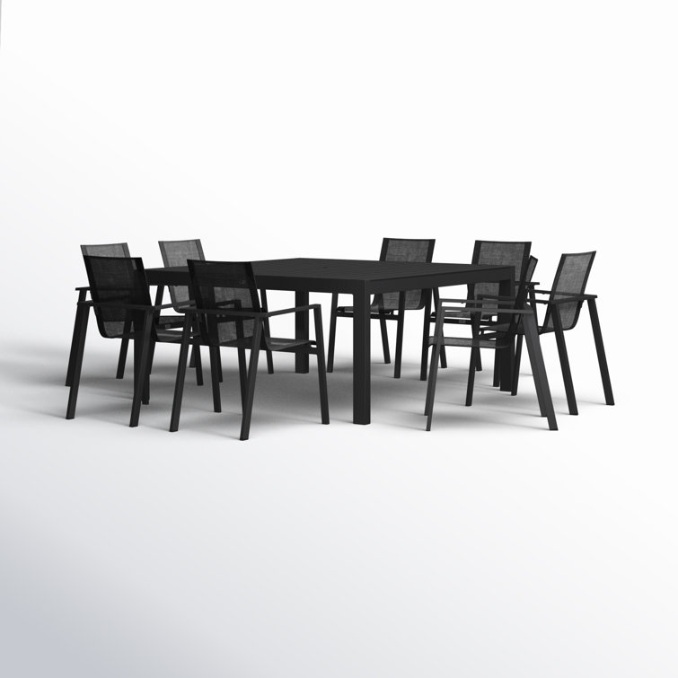 Black Powder Coated Aluminum 8-Person Outdoor Dining Set