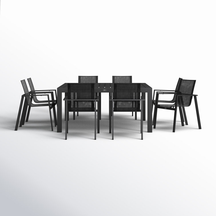 Black Powder Coated Aluminum 8-Person Outdoor Dining Set