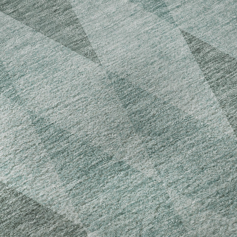 Teal Diamond Pattern Washable Rectangular Synthetic Rug 3' x 5'