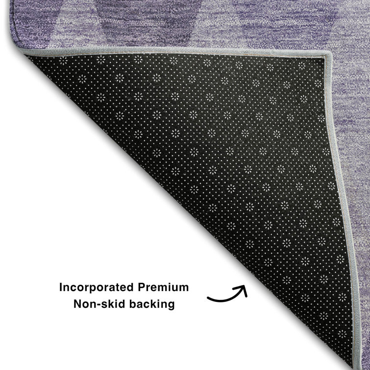 Purple Diamond Pattern Washable Synthetic Rug, 46" x 30"