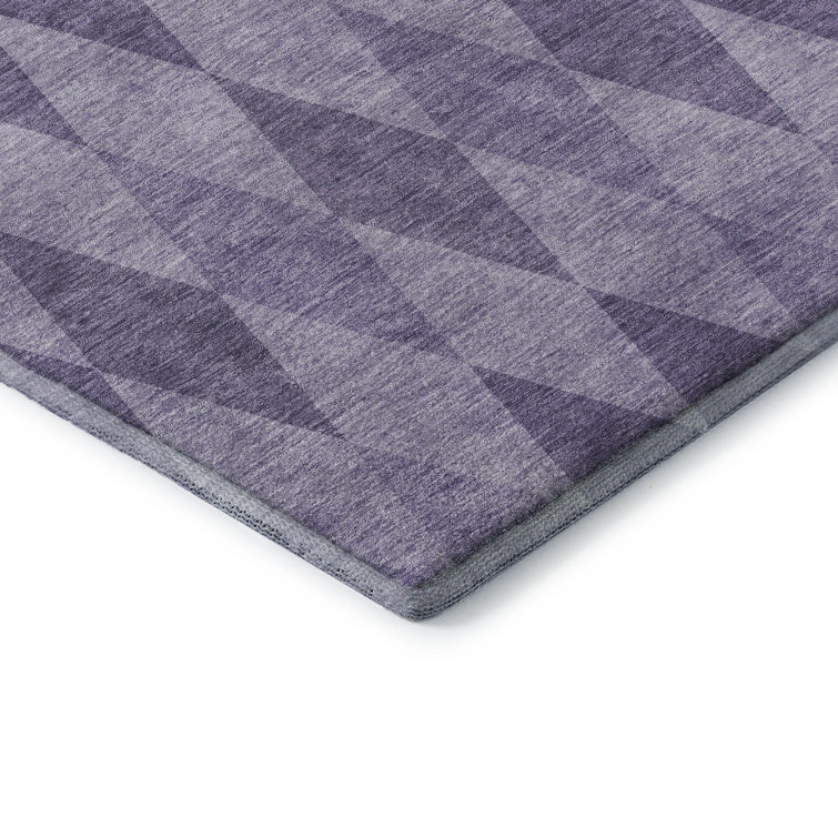 Purple Diamond Pattern Washable Synthetic Rug, 46" x 30"
