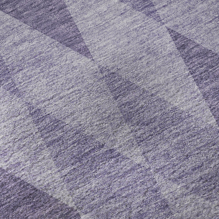 Purple Diamond Pattern Washable Synthetic Rug, 46" x 30"