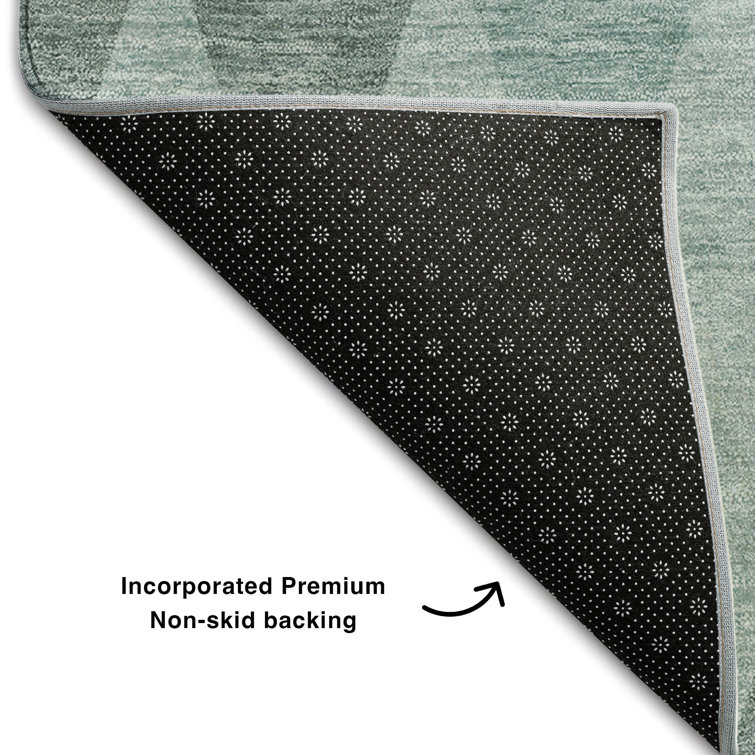 Teal Diamond Pattern Washable Rectangular Synthetic Rug 3' x 5'