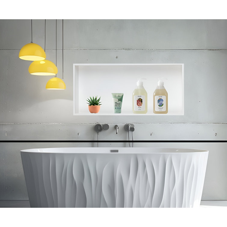 24.4" White Stainless Steel Rectangular Recessed Shower Niche