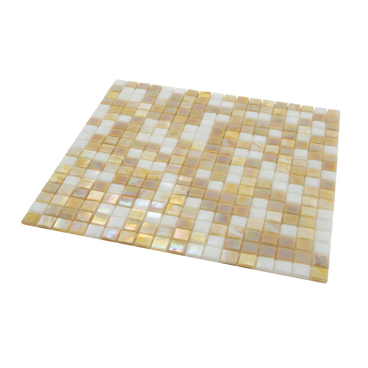 Golden and White Glass Mosaic Wall and Floor Tile