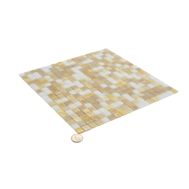 Golden and White Glass Mosaic Wall and Floor Tile