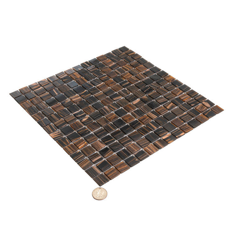 Mingles 12" x 12" Iridescent Brown Glass Mosaic Tile