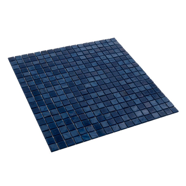 Skosh 11.6" x 11.6" Glossy Navy Blue Glass Mosaic Tile