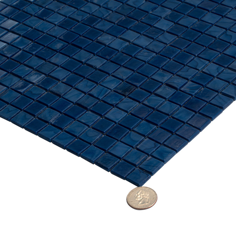 Skosh 11.6" x 11.6" Glossy Navy Blue Glass Mosaic Tile