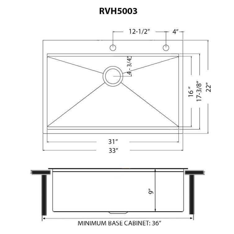 Ruvati 33" Matte Black Stainless Steel Workstation Kitchen Sink