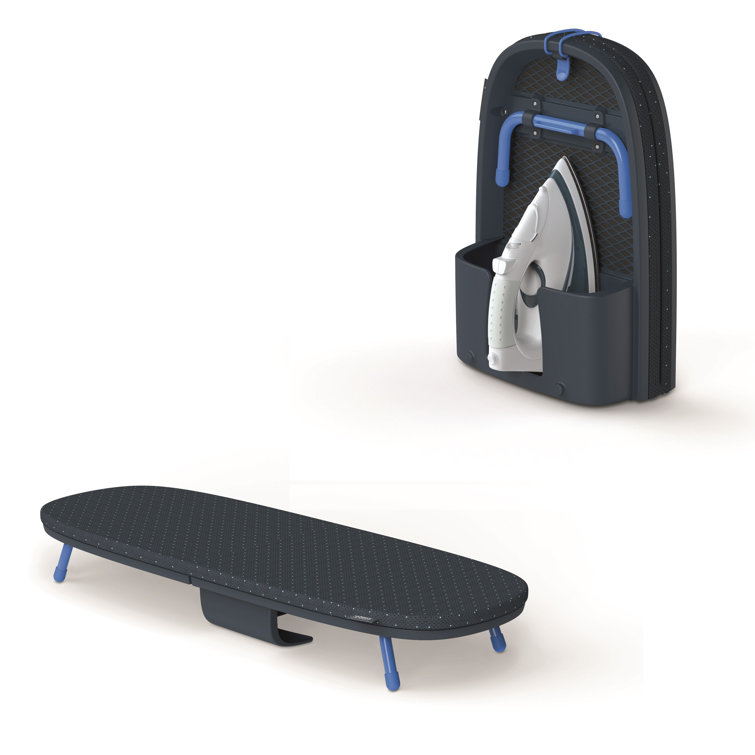 Compact Black and Blue Aluminum Folding Tabletop Ironing Board