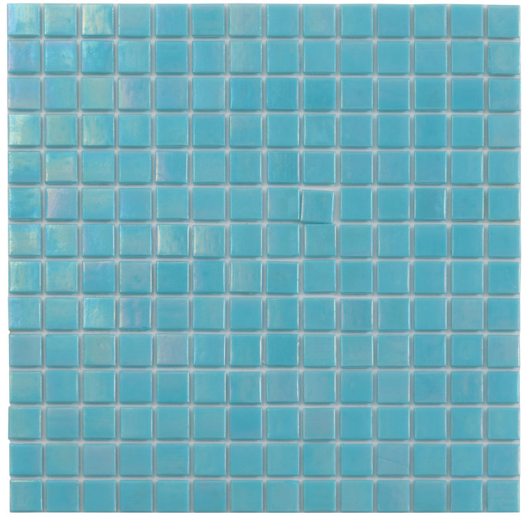 Cyan Blue Iridescent Glass Mosaic Wall and Floor Tile
