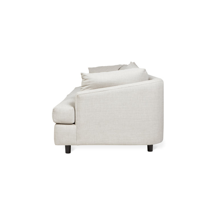 Thalia 86" White Leather and Wood Pillow Back Sofa