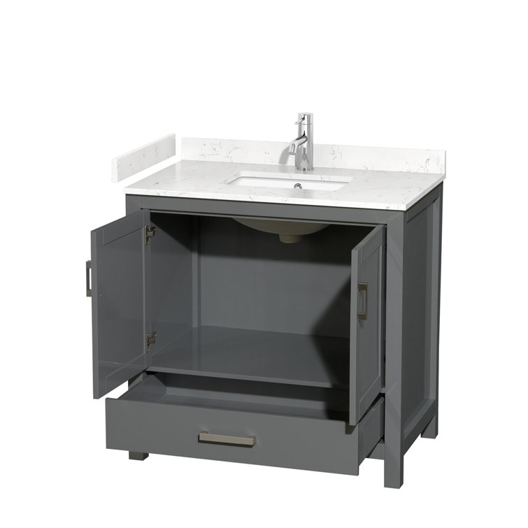 Sheffield 36" Dark Gray Bathroom Vanity with Carrara Marble Top
