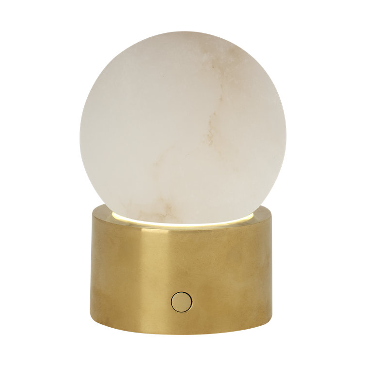 Hand Rubbed Antique Brass Table Lamp with Alabaster Shade