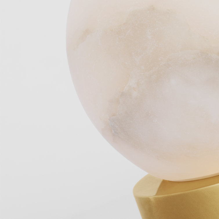 Hand Rubbed Antique Brass Table Lamp with Alabaster Shade