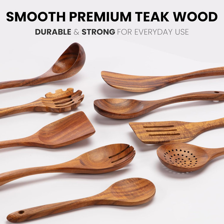 9-Piece Teak Wood Cooking Utensil Set with Gift Box