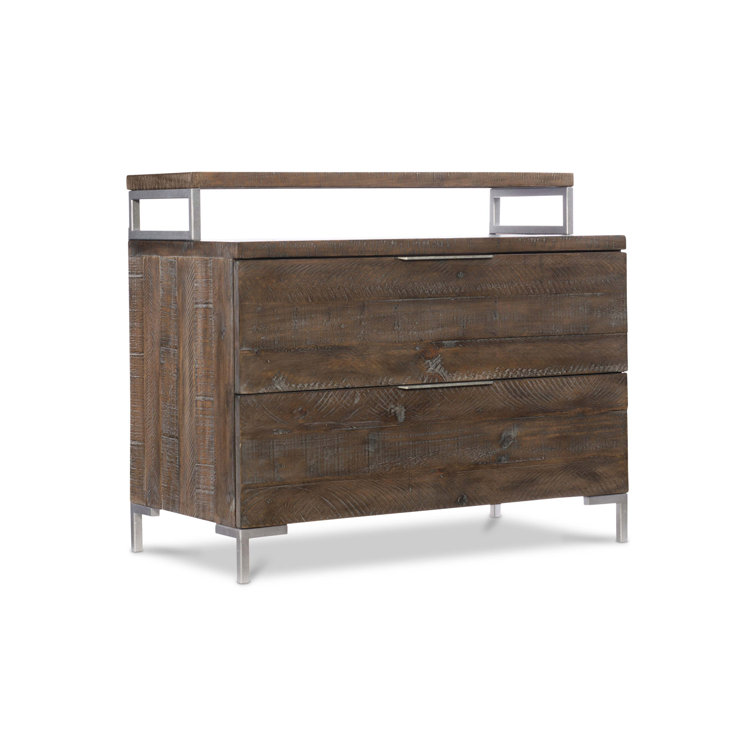 Sable Brown Pine and Metal 2-Drawer Nightstand