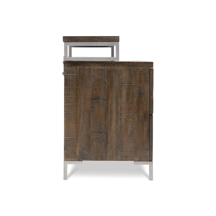 Sable Brown Pine and Metal 2-Drawer Nightstand