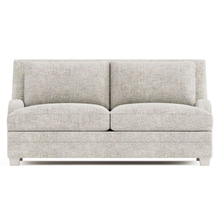 Beige Fabric Loveseat with Down Fill Cushions