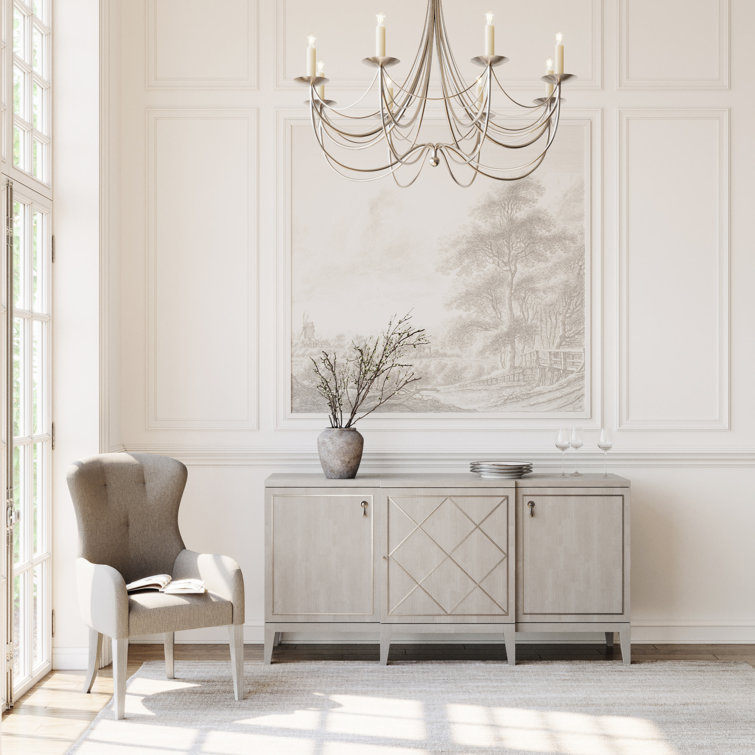 Gray Upholstered Wingback Dining Chair with Wood Legs