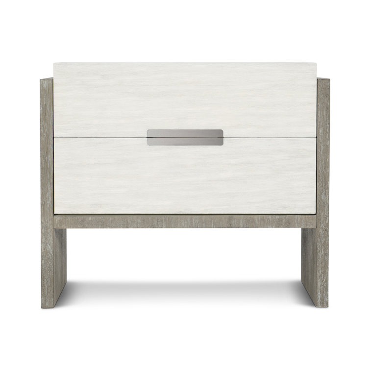 34" Two-Tone Brown and White Solid Wood Nightstand
