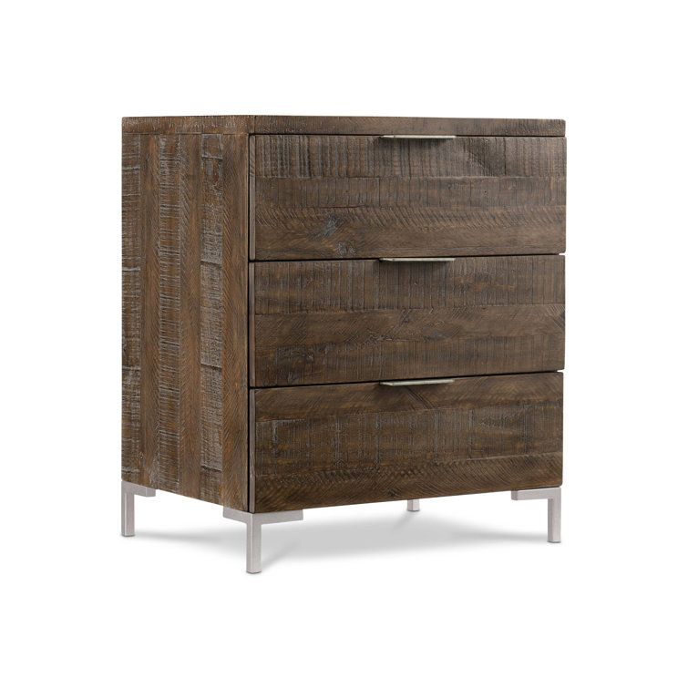 Logan Square Sable Brown Distressed Pine 3-Drawer Nightstand