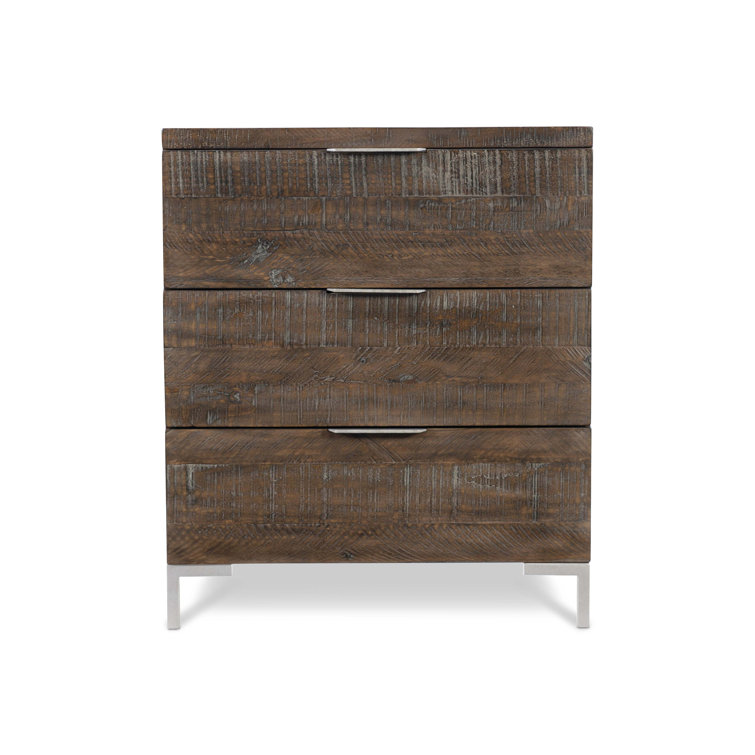 Logan Square Sable Brown Distressed Pine 3-Drawer Nightstand