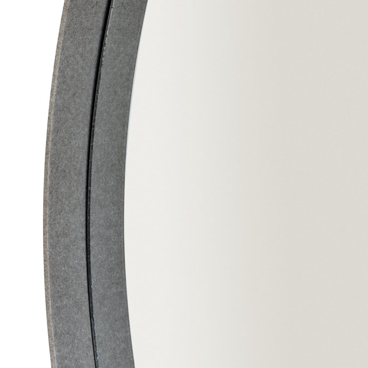 Gray Round Contemporary Wood Vanity Mirror
