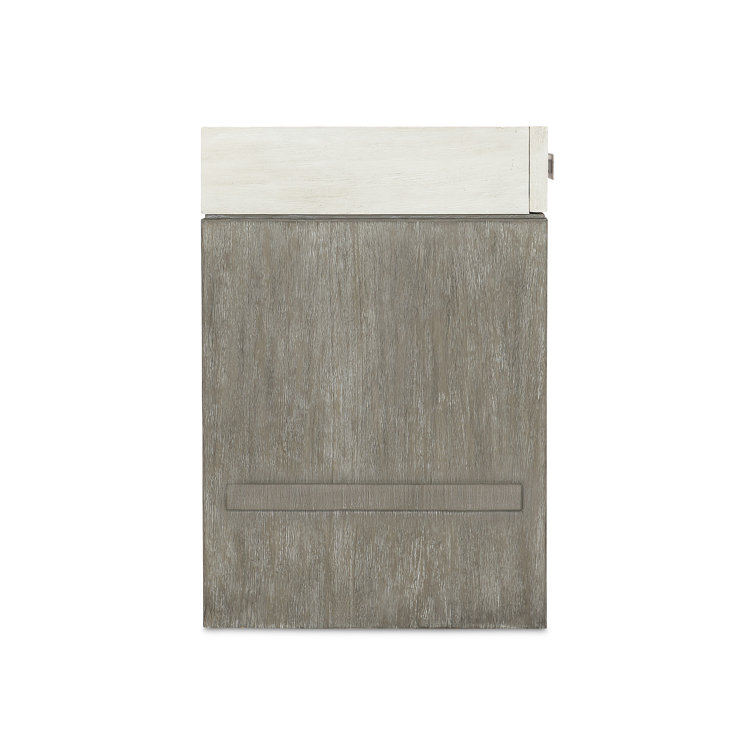 28'' Gray and White Acacia Wood Nightstand with Drawer