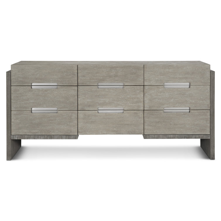 Transitional Brown Acacia 9-Drawer Soft Close Dresser