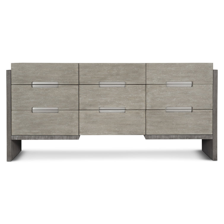 Transitional Brown Acacia 9-Drawer Soft Close Dresser