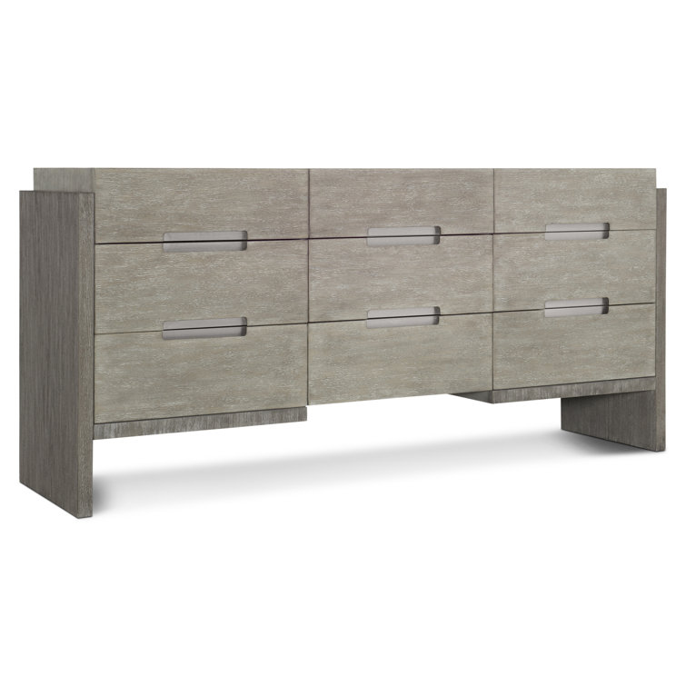 Transitional Brown Acacia 9-Drawer Soft Close Dresser