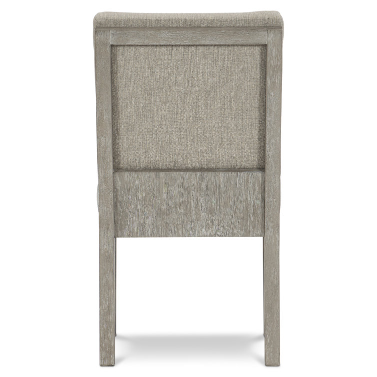 Gray Linen Upholstered Parsons Side Chair with Wood Frame