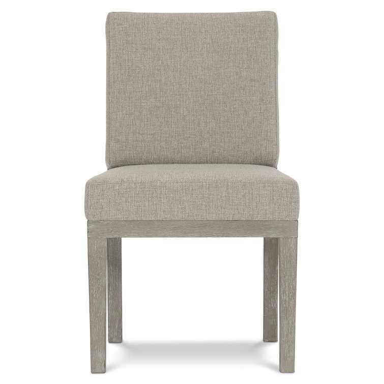 Gray Linen Upholstered Parsons Side Chair with Wood Frame