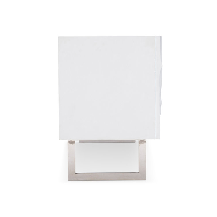 Penrose White Floral Motif Sideboard with Stainless Steel Base