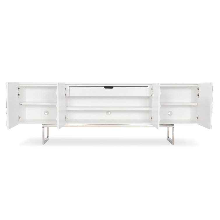 Penrose White Floral Motif Sideboard with Stainless Steel Base