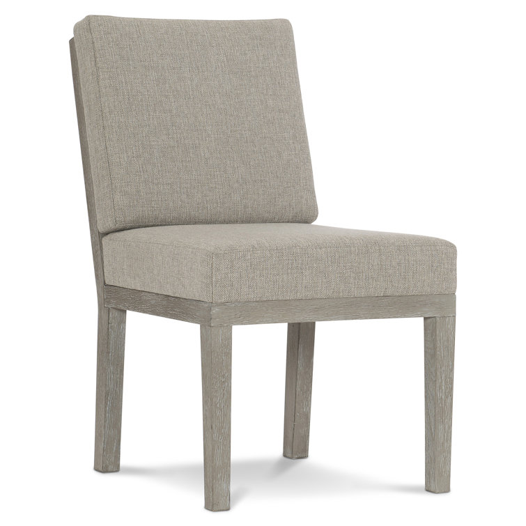 Gray Linen Upholstered Parsons Side Chair with Wood Frame