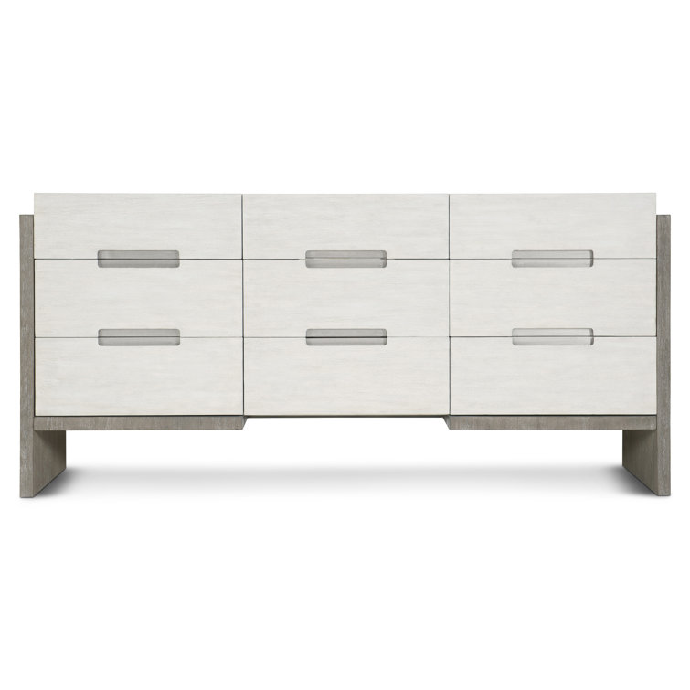 Linen and Light Shale 72" Transitional 9-Drawer Dresser