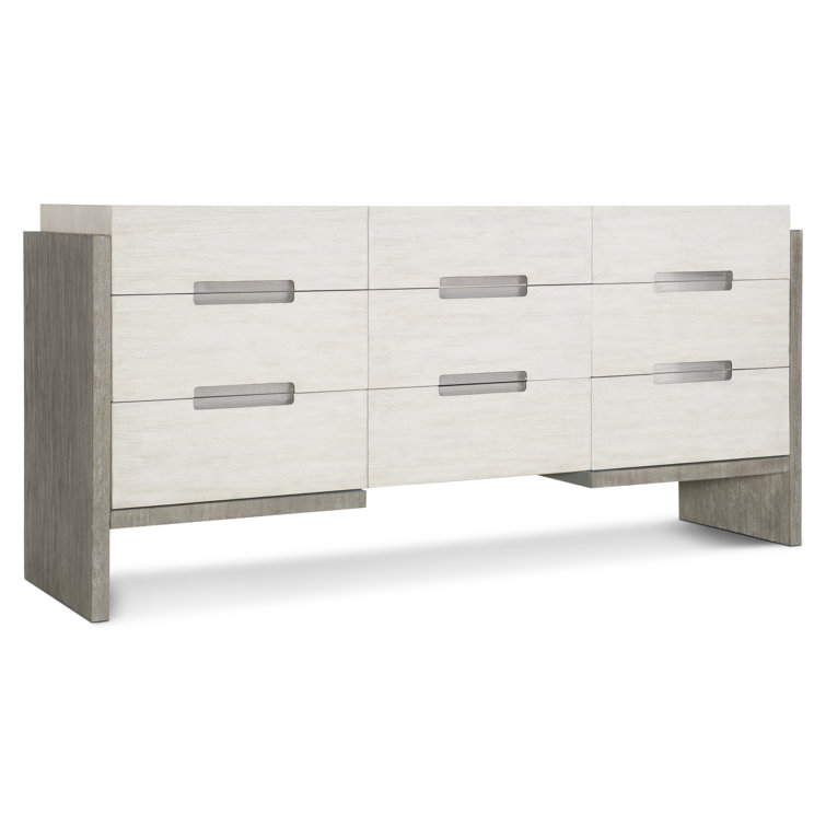 Linen and Light Shale 72" Transitional 9-Drawer Dresser