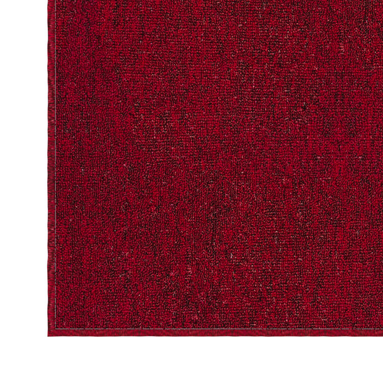 Oscar Red Synthetic Non-Slip Hallway Runner Rug 20" x 59"